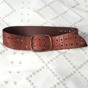 Express genuine leather brown wide belt size small